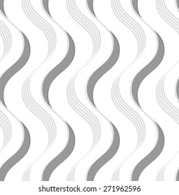 Fondo blanco y gris con efecto de corte de papel. Diseño 3D moderno y sin fisuras.El papel recorta las ondas grises verticales.