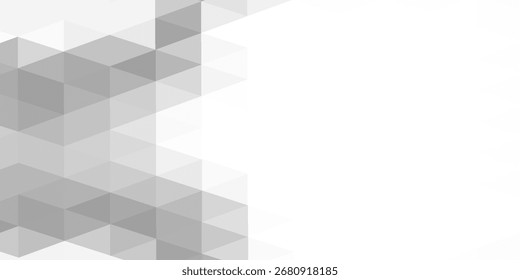 White and gray background. Geometric style. Mesh of triangles. Mosaic template for your design. Paper texture. 
