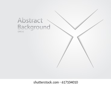 White and gray background image, textured surface with triangular cut and copied areas.