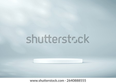 White and gray background vector 3d with podium. Empty room with shadow leaves. Space for selling products on the website. Vector illustration.