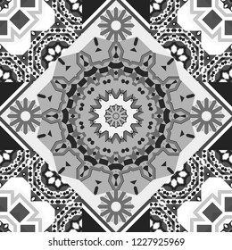 White, gray and black diagonal tiles. Vector stock illustration in a modern flat style. Creative seamless pattern, modern diagonal abstract background with geometric elements.