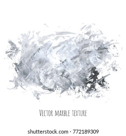 White, gray, black vector scribble marble watercolor texture background. Abstract acrylic smudge backdrop with stains, dry brush strokes, spots and ink waves. Natural stone wall for interior design.