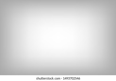 White and gray blurred vector background, blank light radial gradient. Minimal studio room backdrop. Modern vignette photo effect, empty 3d template, gradient.