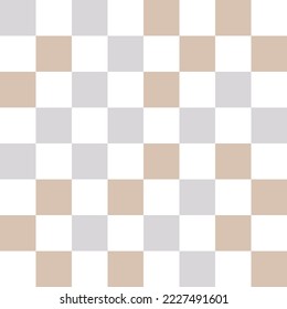 Fondo de patrón de tablero de ajedrez blanco, gris y marrón. Ilustración vectorial.