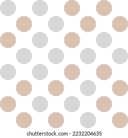 Polka color blanco, gris y marrón color pastel Fondo del patrón Dot. Ilustración vectorial.