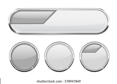 White and gray buttons. Vector 3d illustration on white background.