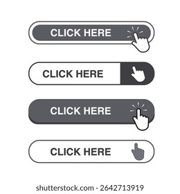 White and gray click here bar button on a white background with copy space