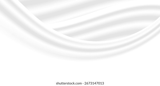 fundo de linha curva branca e cinza, onda suave de leite para fundo, onda de leite branco fluindo, simbolizando pureza, frescura e saúde. perfeito para design, comida e publicidade de bem-estar