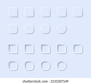 White gray design style buttons square or round shapes editable grey website mobile menu navigation application glossy light