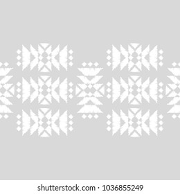 White and gray Ethnic boho seamless pattern. Scribble texture. Embroidery on fabric. Folk motif. Textile rapport.