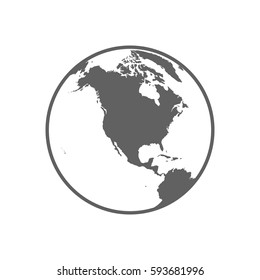 White and gray flat globe symbol vector illustration.