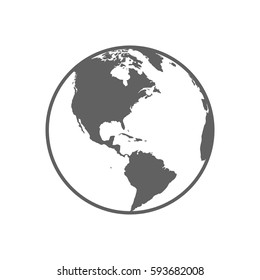 White and gray flat globe symbol vector illustration.