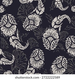 Patrón floral blanco y gris sobre fondo de Vector transparente oscuro