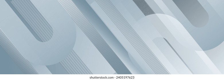 White and gray geometric abstract background with diagonal stripes and shadows. Elegant geometric. Modern graphic design. Horizontal banner template.Vector