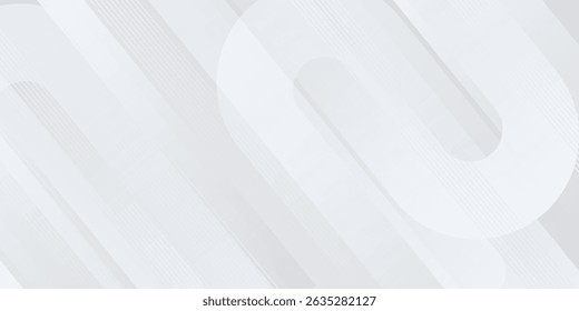 White and gray geometric abstract background with diagonal stripes and shadows. Modern graphic design. Horizontal banner template. vector illustration