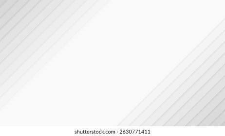 White gray geometric background with lines and shadows. Vector abstract banner cut paper style.