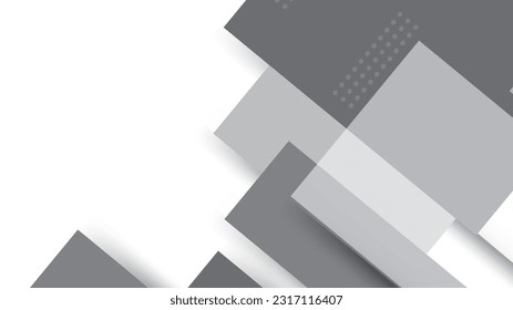 White and gray geometric pattern background vector. Wide banner design.