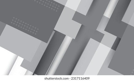 White and gray geometric pattern background vector. Wide banner design.