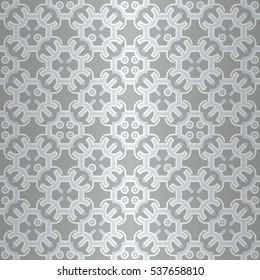 White gray geometric seamless pattern in maze style.