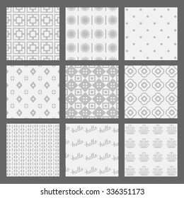 White and gray geometrical and Art Deco patterns set