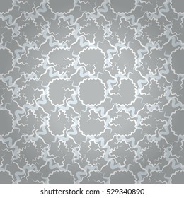 White gray geometrical seamless pattern background in network style. Tangled puzzle repeatable backdrop. Retro decor. Shining, symmetric design for ads, banner, fabric or other purpose.