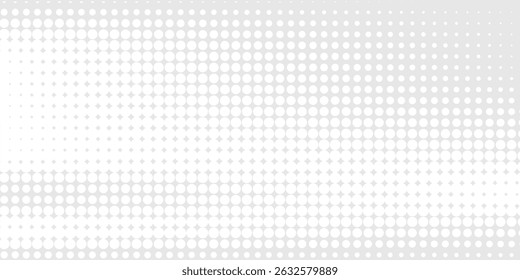 Ilustración vectorial de fondo de puntos de gradiente de semitono blanco y gris Textura pop Grunge Puntos