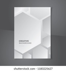 White gray hexagon abstract gradient creative design annual report cover background A4 proportion with space for text