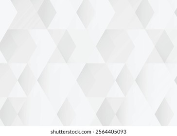 White and gray hexagon geometric pattern background. Monochrome color scheme background. 3d geometric pattern. Modern minimalist aesthetic pattern. Colorful gradient mosaic vector backdrop.