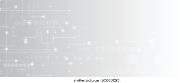 White gray illustration. Clear and simple futuristic element design. science and technology digital line white background