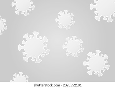 Patógeno del virus de la gripe blanca y gris covid-19 vector.Imagen de fondo del virus con estilo de corte de papel.  