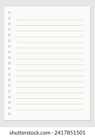 White gray lined paper. Vector, seamless texture. Pattern background similar to paper.