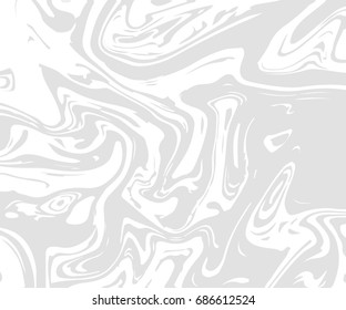 White gray liquid acrylic or marble texture. Abstract background with curved stripes or chaotic lines. Ink .