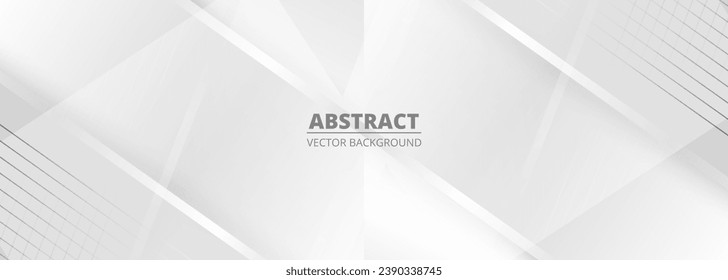 White and gray modern abstract background with geometric diagonal lines and stripes. Vector illustration grey wide banner