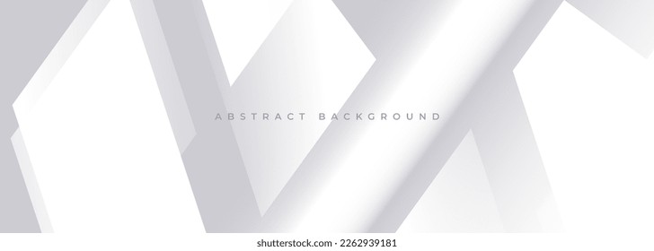 White and gray modern abstract wide banner with geometric shapes. White and grey abstract background. Vector illustration