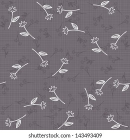 white gray monochrome border flowers with leaves on dark background romantic floral seamless pattern