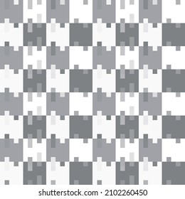 Weißes und graues Mosaik-Schachbrett, nahtloser Musterhintergrund. Vektorgrafik.