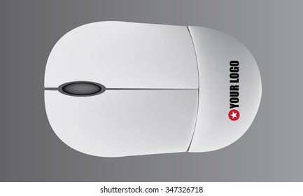 White gray mouse mock-up with place for your logo, from series of promotional gifts objects.