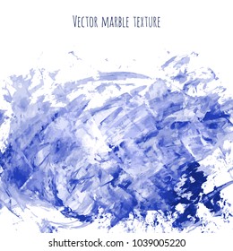 White, gray, navy blue marble watercolor vector texture background. Abstract acrylic smudge backdrop with scribble, stains, dry brush strokes, spots, ink waves. Natural stone wall for interior design.