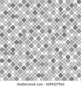 White and gray octagon abstract background. Seamless mosaic vector pattern. Grunge overlay texture random lines. Vector illustration