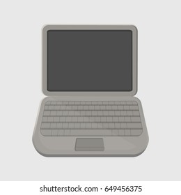 White / Gray  Open Laptop Screen and Keyboard with Touchpad Icon Logo - Technology Gadget Vector Illustration