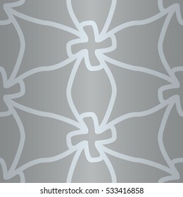 White gray ornamental seamless pattern background in seine style. Smooth tessellated repeatable backdrop.