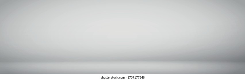 White with gray panoramic studio background with white glow - Vector