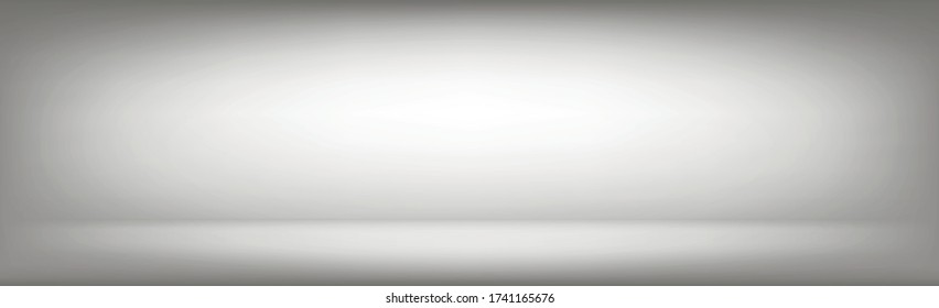 Blanco con fondo de estudio panorámico gris con brillo blanco - Vector