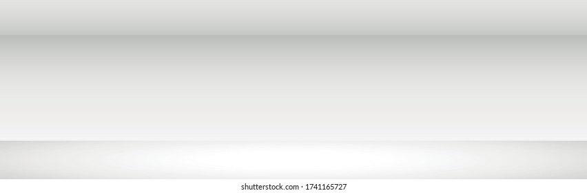 White with gray panoramic studio background with white glow - Vector