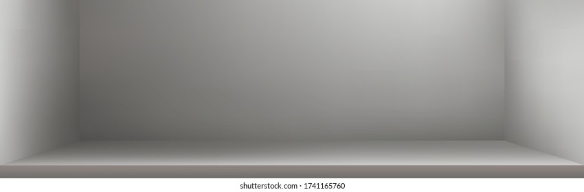 White with gray panoramic studio background with white glow - Vector