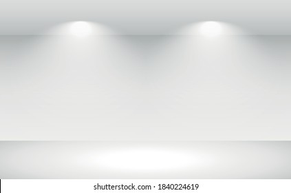 White with gray panoramic studio background with white glow - Vector