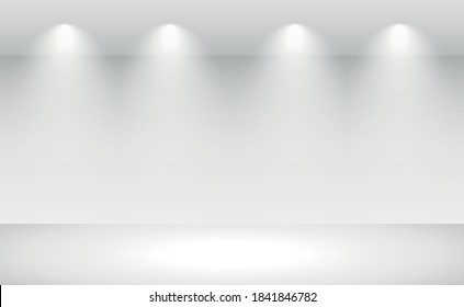 Blanco con fondo de estudio panorámico gris con brillo blanco - Vector