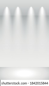 White with gray panoramic studio background with white glow - Vector
