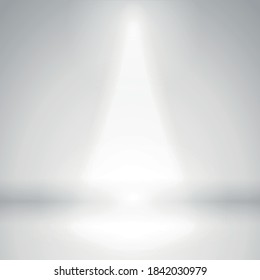 White with gray panoramic studio background with white glow - Vector