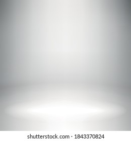 White with gray panoramic studio background with white glow - Vector
